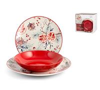 H&H Servizio Tavola Natalizio 18 Pezzi Celebration Rosso