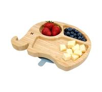 Juego de vajilla para, bandeja dividida en forma de elefante 19.5x14.5 Cm, juego de mesa de silicona a base de madera, lindos platos seccionales | Conjuntos limpios de comida fácil d