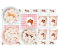 Juego de Vajilla para Cumpleaños de Caballos - Fiesta Infantil para Niñas, Jóvenes y Adultos - Platos y Vasos de Cartón con Temática de Ponis