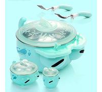 Juego de vajilla para niños vajilla de acero inoxidable vajilla cuenco de bebé juego de cuchara complementario triturador de inyección inyección de aislamiento de agua cuenco verde