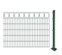Juego de vallas para joyas con postes para atornillar (altura: 120 cm, longitud: 14,7 m), doble varilla con moldura "anillo", verde, resistente a los rayos UV y a la intemperie