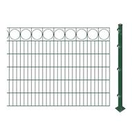 Juego de vallas para joyas con postes para atornillar (altura: 120 cm, longitud: 16,8 m), doble varilla con moldura "anillo", verde, resistente a los rayos UV y a la intemperie