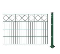 Juego de vallas para joyas con postes para atornillar (altura: 80 cm, longitud: 21 m), doble varilla con moldura 'cuadro', verde, resistente a los rayos UV y a la intemperie
