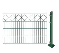 Juego de vallas para joyas con postes para atornillar (altura: 80 cm, longitud: 42 m), doble varilla con moldura 'cuadro', verde, resistente a los rayos UV y a la intemperie