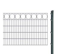 Juego de vallas para joyas con postes para hormigón (altura: 100 cm, longitud: 8,4 m), doble varilla con moldura "anillo", antracita, resistente a los rayos UV y a la intemperie