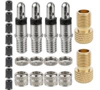 Juego de válvulas de Bicicleta de 22 Piezas, 4 válvulas Flash para cámaras de Bicicleta, Incluyendo 8 Tapas de Repuesto, 4 + 4 Tuercas de unión, Adaptador de Bike-Valve, Kit de 2, DV/SV a AV