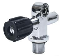 Juego de válvulas de doble tanque de buceo 3500PSI DIN para Yugo compatible con rosca G3/4, latón chapado en cromo, alivio de alta presión para natación bajo el agua (válvula de mano derecha)