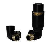 Juego de válvulas de radiador color negro mate, incluye una válvula termostática de esquina (TRV) y escudo de bloqueo, ideal para radiadores verticales, Sidato Caldo