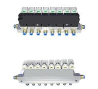 Juego de válvulas solenoides neumáticas de aluminio de 2 vías de 6 W 2V025-06/08 puertos 1/8 1/4 BSP, colector eléctrico de 6 mm (9 juegos, 220 V)