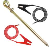 Juego de varillas de conexión a tierra para valla eléctrica solar que incluye dos cables con clips de cocodrilo para sistema de carga, seguridad ganadera, jardín, defensa, barra de metal, 45 cm