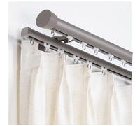 Juego de varillas de doble entrada con remates de tapa - Postes ajustables para montaje en pared para incluye accesorios de inserción de rodillo de pista y extremo C (gris 12.5 pies/380 cm)