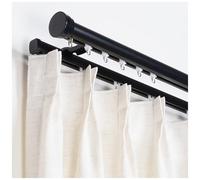 Juego de varillas dobles con remates de tapa, postes adyubles montados en la pared para Clete con hardware de inserción de rodillo de pista y extremo C (negro 260 cm)