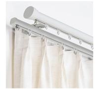 Juego de varillas dobles con remates de tapa - Postes ajustables de 12.1 pies montados en la pared para incluye accesorios de rodillo de pista y extremo C (blanco)