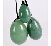 Juego de varita de huevo Yoni de aventurina verde perforada Masaje con piedras naturales Ejercicio de Kegel Viginal Ben Wa Ball Palo de placer Jade Massager-3pcs_egg