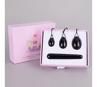 Juego de varita de huevos Yoni de obsidiana, huevo de jade negro Natural, músculos para apretar los músculos de las mujeres, bola de masaje Kegel, varita Yoni, masajeador de jade tipo 2