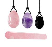 Juego de varita de masaje de bola de jade de huevo Yoni de cuarzo rosa Piedra natural Mujeres Kegel Tipo de ejercicio 1