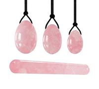 Juego de varita de masaje de bola de jade de huevo Yoni de cuarzo rosa piedra natural para mujer tipo de ejercicio de Kegel 6