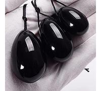 Juego de varita Yoni de huevo de obsidiana Caja de regalo Piedra natural Taladro de huevo de cristal Masaje Huevos Bola Ejercicio de Kegel-3 piezas