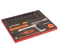 Juego de vasos de impacto de 1/2" y herramientas para cortar y medir en bandeja de foam 3/3 Fit&Go con marcado láser (36 piezas)