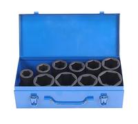 Juego de vasos de impacto profundos de 1 pulgada para trabajos pesados con caja de almacenamiento de hierro para tareas mecánicas domésticas y automotrices.