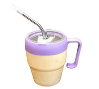 Juego de vasos de vidrio con impresión de letras, vaso de vidrio con pajita y tapa, vaso de vidrio con tapa y pajita, vasos multiusos para beber | taza de café con impresión de letras | taza de paja