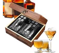 Juego de vasos de whisky | Unique Wooden Box Drinking Collection | Elegante juego de bebidas de con textura exterior para cumpleaños, inauguración de la casa y el día del padre
