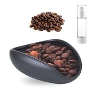 Juego de vasos dosificadores de granos de café y botella pulverizadora, cuenco dosificador de café de cerámica, color negro, práctico accesorio de espresso para baristas, amantes del café y el té