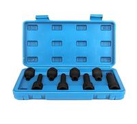 Juego de vasos huecos 12 puntos, M12 M14 M16 M18, 1/2'' cromado negro, 8 unidades - Alta resistencia, agarre antideslizante, ideal para taller y reparación de coches