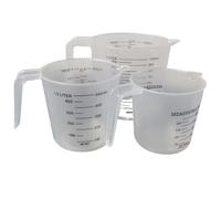 Juego de vasos medidores graduados de plástico, vaso de laboratorio de gran capacidad con tapa, vasos mezcladores transparentes for uso en cocina y laboratorio(3Pcs 500ml)