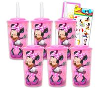 Juego de vasos para beb s de Minnie Mouse de Disney (paquete de 6), incluye vaso de Minnie con pajita, pegatinas de Mickey y colgador de puerta d