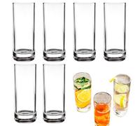 Juego de vasos para beber de 290 ml de alto, vasos de vidrio de 6 piezas para agua, cerveza, whisky, cócteles, café helado, té helado, junto a la piscina al aire libre y patio