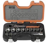 Bahco Juego de vasos S140T – 14 piezas, pasantes con carraca de cabeza flexible y alargaderas