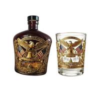Juego de vasos y decantador de whisky conmemorativos de 250 años de Estados Unidos, botella de licor de vidrio patriótico para hogar, club o fiesta, regalo Juego de botellas de licor de vidrio de