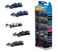 Hot Wheels Pack de 5 Coches de Juguete F1 a Escala 1:64 | Set de 5 coches de carreras F1 coleccionables con licencia oficial, para jugar o exponer, JLN11