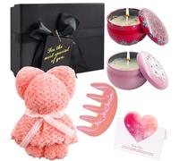 Juego de Velas Aromáticas para Mujer Velas Aromáticas con Toalla Plegada, Tarjeta Felicitación, Peine y Caja Regalo Velas Perfumadas de Cera Soja Regalo de San Valentín, Navidad, para Novia, Esposa
