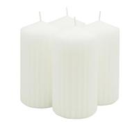 Juego de velas cilíndricas acanaladas DONAU HOME/Blanco / 4 unidades/Ø 6 x 10 cm/Sin perfume/Vela clásica/para decoración en el salón o baño