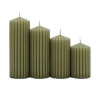 Juego de velas cilíndricas acanaladas DONAU HOME/Crema / 4 unidades/Ø 6 x 10 cm/Sin perfume/Vela clásica/para decoración en el salón o baño