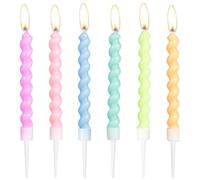 Juego de Velas de Cumpleaños en Espiral - 24 Velas de Fiesta para Pasteles, Decoraciones Coloridas de Macarone para Baby Showers, Niñas y Niños