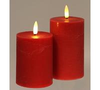 Juego de velas LED de cera real, juego de 2 unidades con temporizador eléctrico parpadeante, luz blanca cálida, decoración de pilar, velas grandes de Adviento, corona de Adviento, corona de San