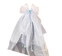 Juego de velo de primera comunión para niñas con clip ajustable para el pelo y diseño de lazo, tocado de encaje blanco para vestido de Pascua, accesorios de primera comunión para niñas