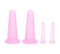 Juego de Ventosas de 4 Uds, Tazas de Terapia de Masaje, Masajeador Facial Lavable Flexible, Juego de Tazas de Silicona Anticelulíticas para Cara Y Cuerpo(Rosa) Massager