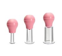 Juego de ventosas faciales de 3 tamaños para cara, juego de terapia de ventosas faciales, masaje de silicona para ojos, cara, masaje, celulitis, tazas faciales para levantar arrugas (rosa)