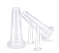 Juego de ventosas faciales de silicona para masaje al vacío para cuerpo, ojos, cara, cuello, herramienta de cuidado de la piel (2 grandes + 2 pequeños, blanco)