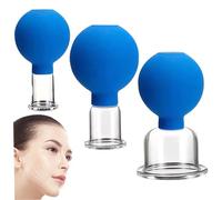 Juego de ventosas faciales para cara, 3 piezas de ventosa facial de 3 tamaños, juego de ventosas reutilizables para ojos y cara, plástico anticelulítico para masaje azul