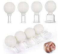 Juego de ventosas faciales para reafirmar y brillar la piel, 4 vasos de vidrio con bola de goma para terapia facial específica