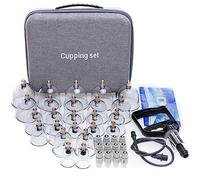 Juego de ventosas para terapia de masaje, 24 ventosas de alta calidad, liberador miofascial, juegos de terapia profesional con bombas de mano y libro de ventosas, kit de ventosas Hijama con estuche