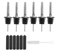 Juego de vertedor de vino de acero inoxidable con sellos de silicona, boquilla curvada, diseño a prueba de fugas para botellas de licor, bares, restaurantes, acero 304, 11 cm,