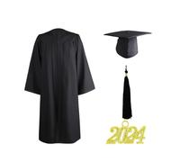 Juego de vestido de graduación con borlas, vestido de graduación mate, del año 2021, traje transpirable para hombres y mujeres adultos, Negro, Refer to description