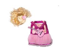Juego de Vestido, Guitarra y Peluca Rosa, XS/S