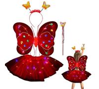 Juego de vestir de de | Conjunto de traje de para niña con alas de - Little Fairy Princess Dress Up Juego de rol de disfraces brillantes LED para niñas